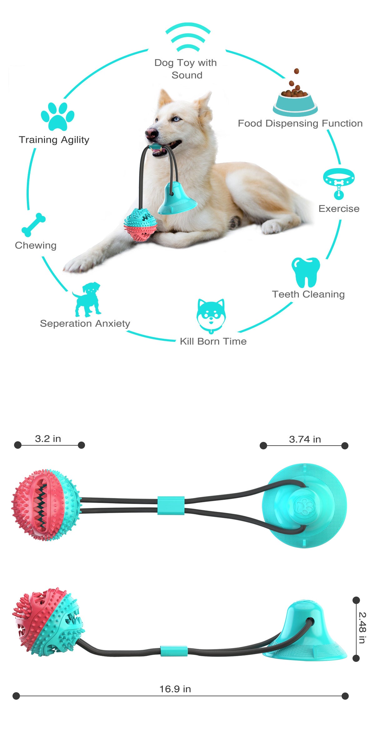 Silicon Ball Suction Cup Dog Toy