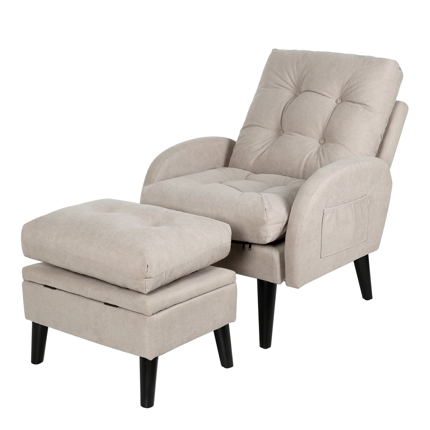 Accent Chair with Adjustable Backrest and Ottoman