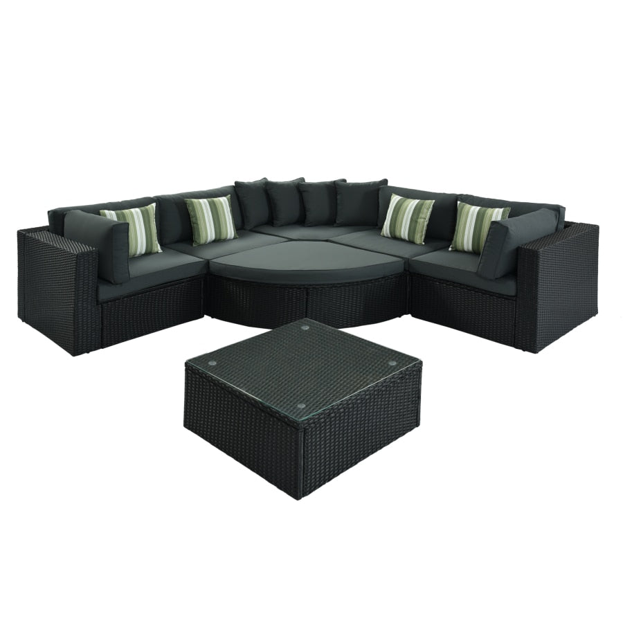 7-piece Outdoor Wicker Sofa Set w/pillows