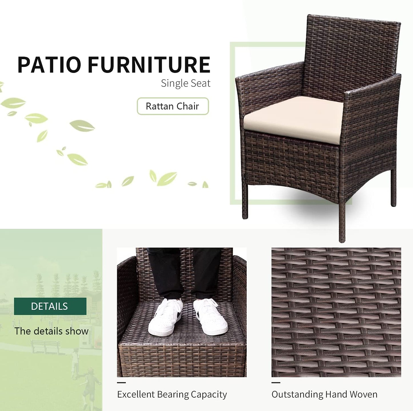 3 Pieces Outdoor Patio Furniture Set