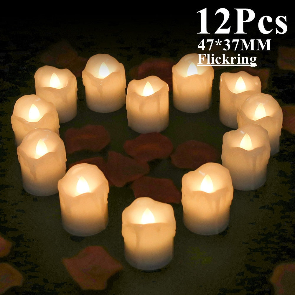 6/12/24Pcs Flameless LED Candles Tea Light