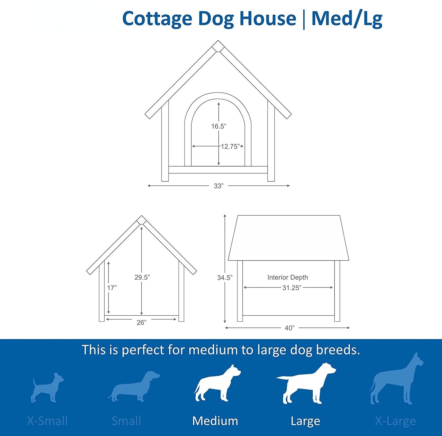 Cottage Style Wooden Dog House S-XL