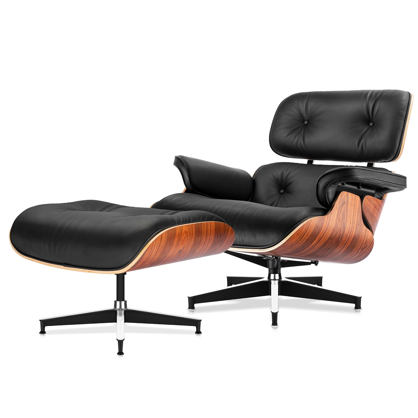 Lounge Swivel Chair with Ottoman Leather Recliner