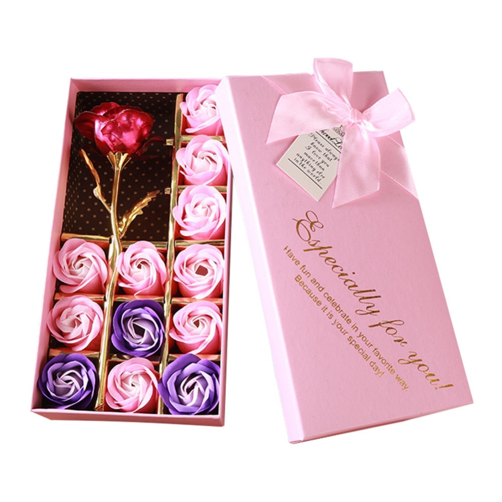 Gold Foil Artificial Rose Soap Gift Box