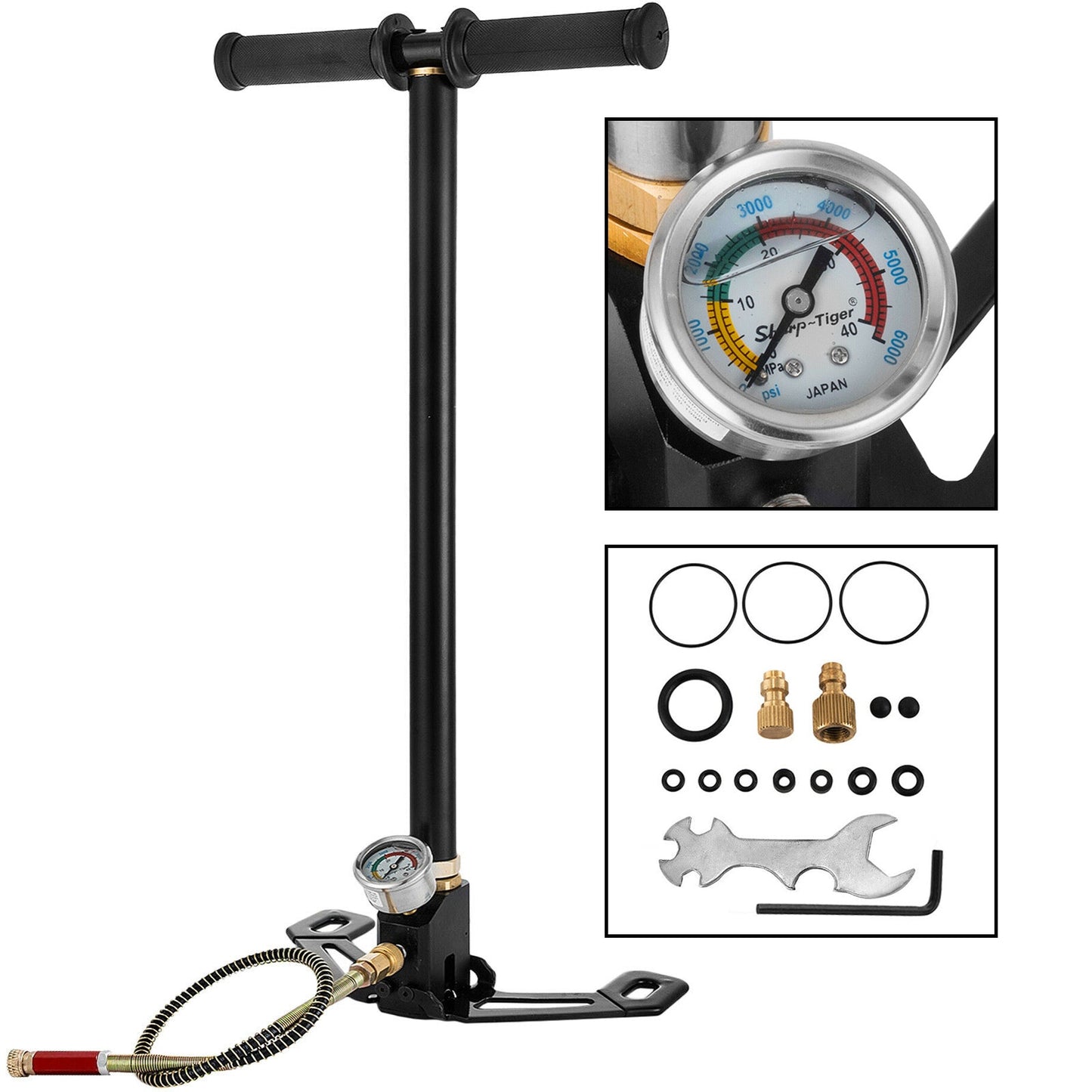 High Pressure Hand  Pump + Pressure Gauge