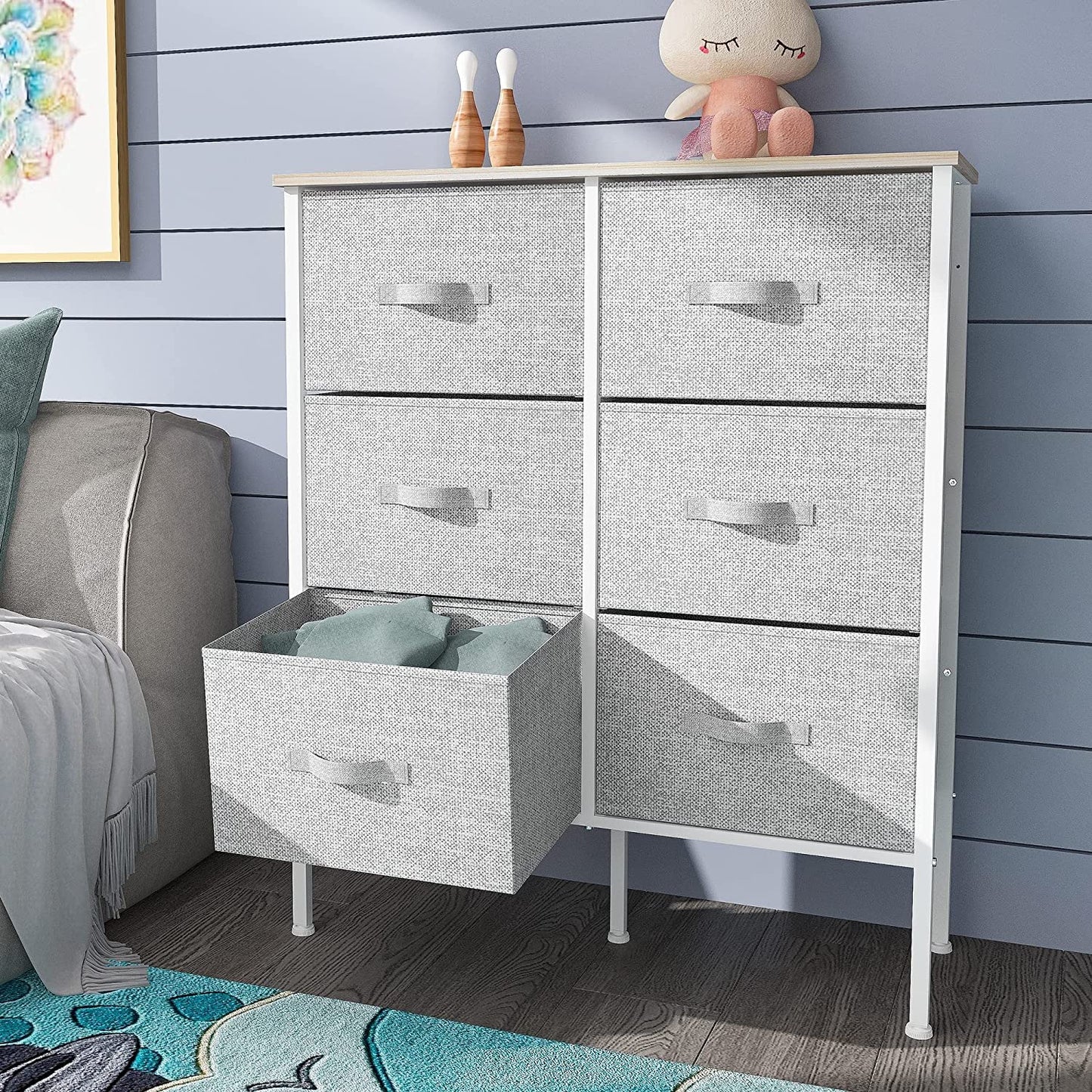 Dresser With 6 Drawers Fabric Storage Tower