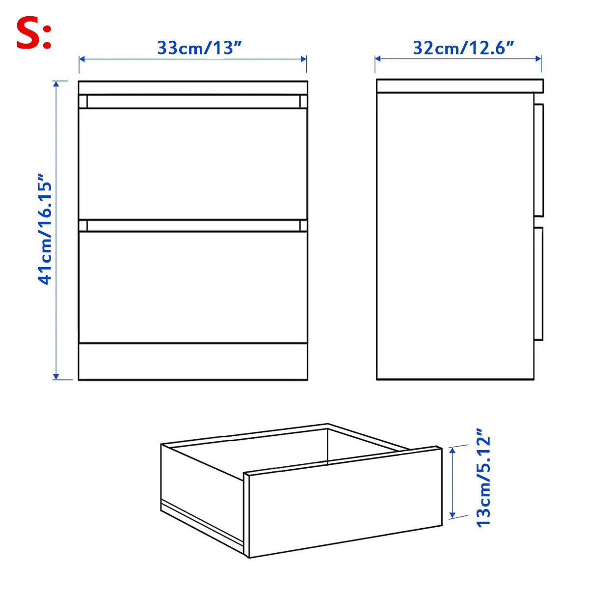 2 Drawer Nightstand for Bedroom w/Drawers