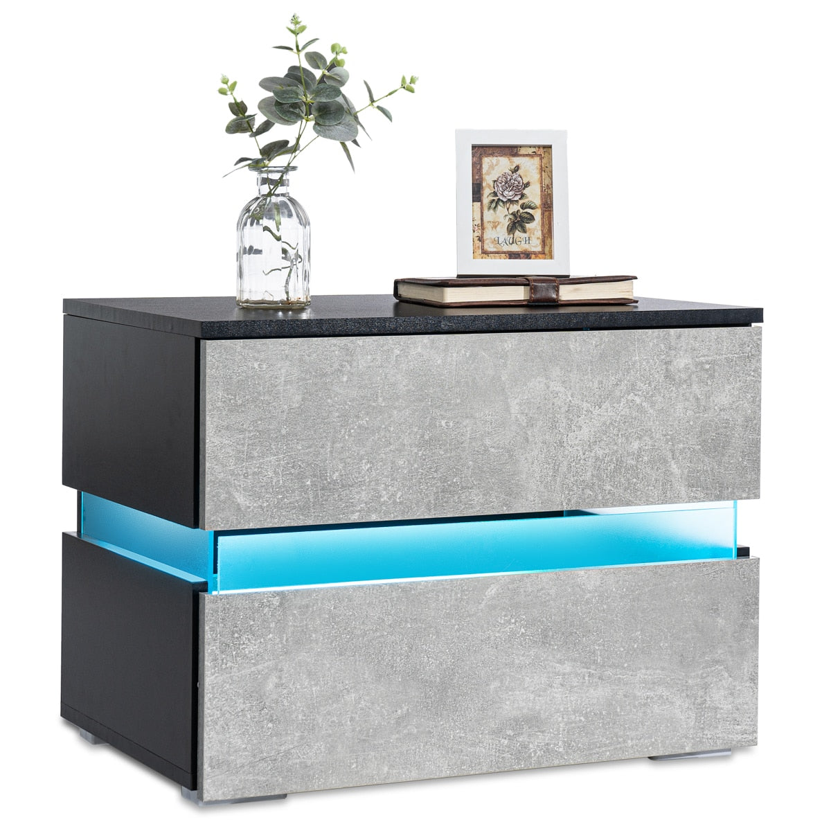 Modern LED Light Nightstand w/2 Drawers