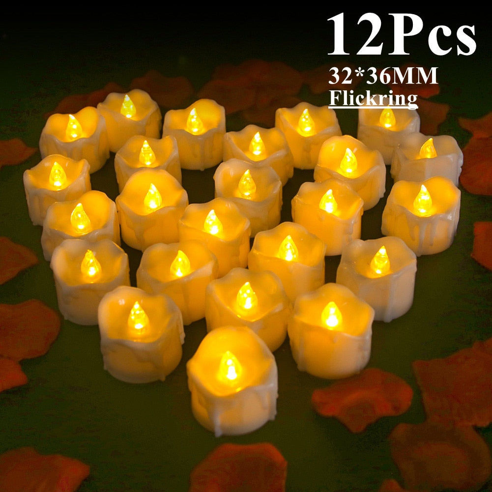 6/12/24Pcs Flameless LED Candles Tea Light