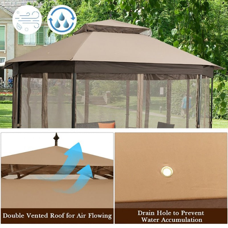 Octagonal Patio Gazebo Tent with Net