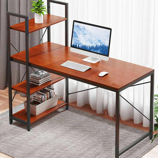 Modern Desks with 4 Tiers Bookshelf