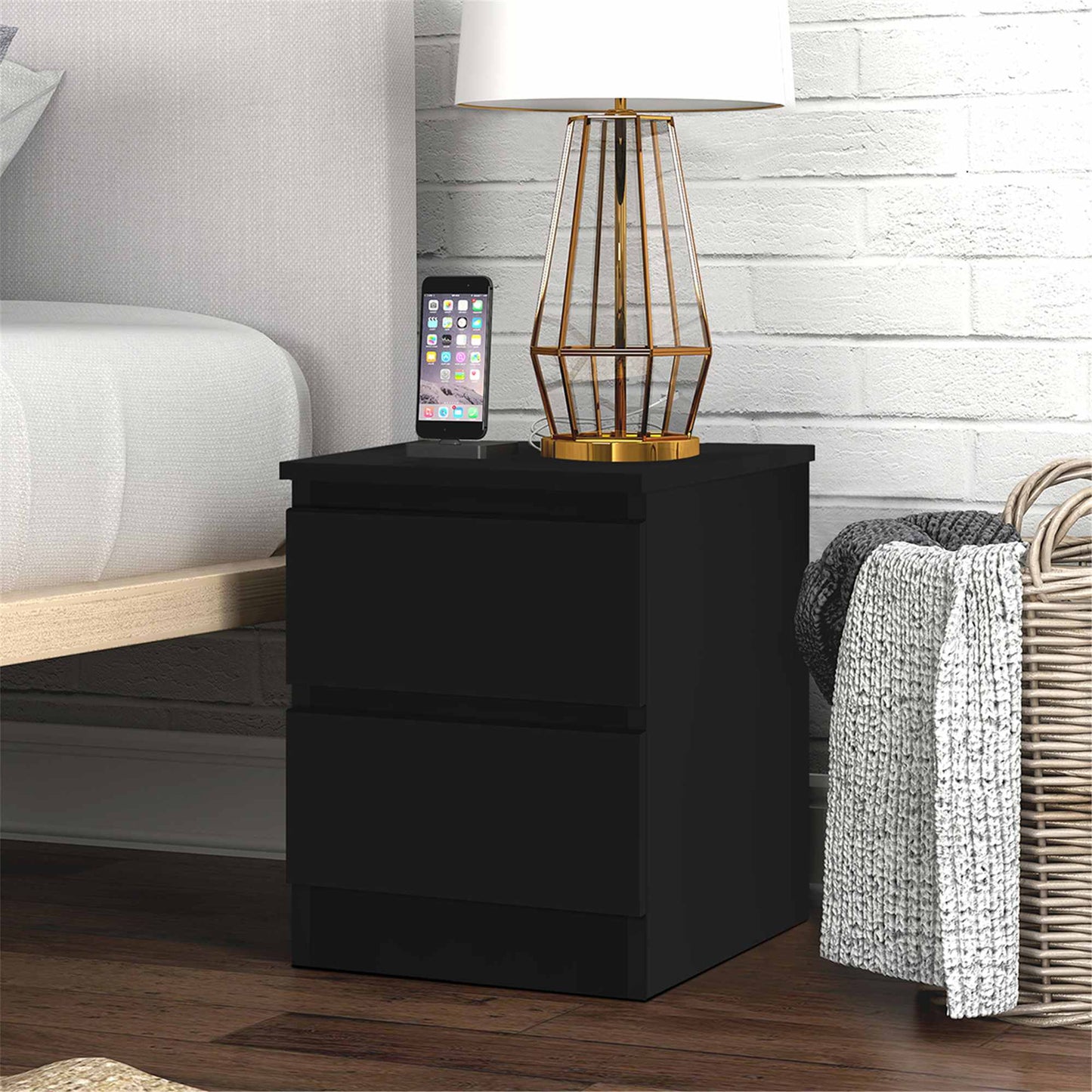 2 Drawer Nightstand for Bedroom w/Drawers