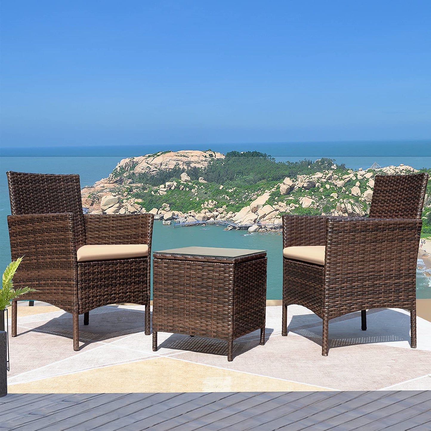 3 Pieces Outdoor Patio Furniture Set