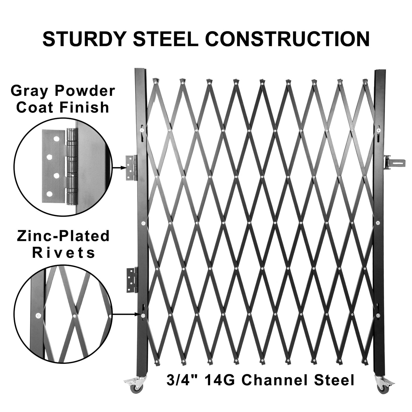 Folding Steel Expanding Accordion Security Gate w/Lock