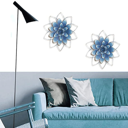 Set of 2 Metal Flower Wall Decorations