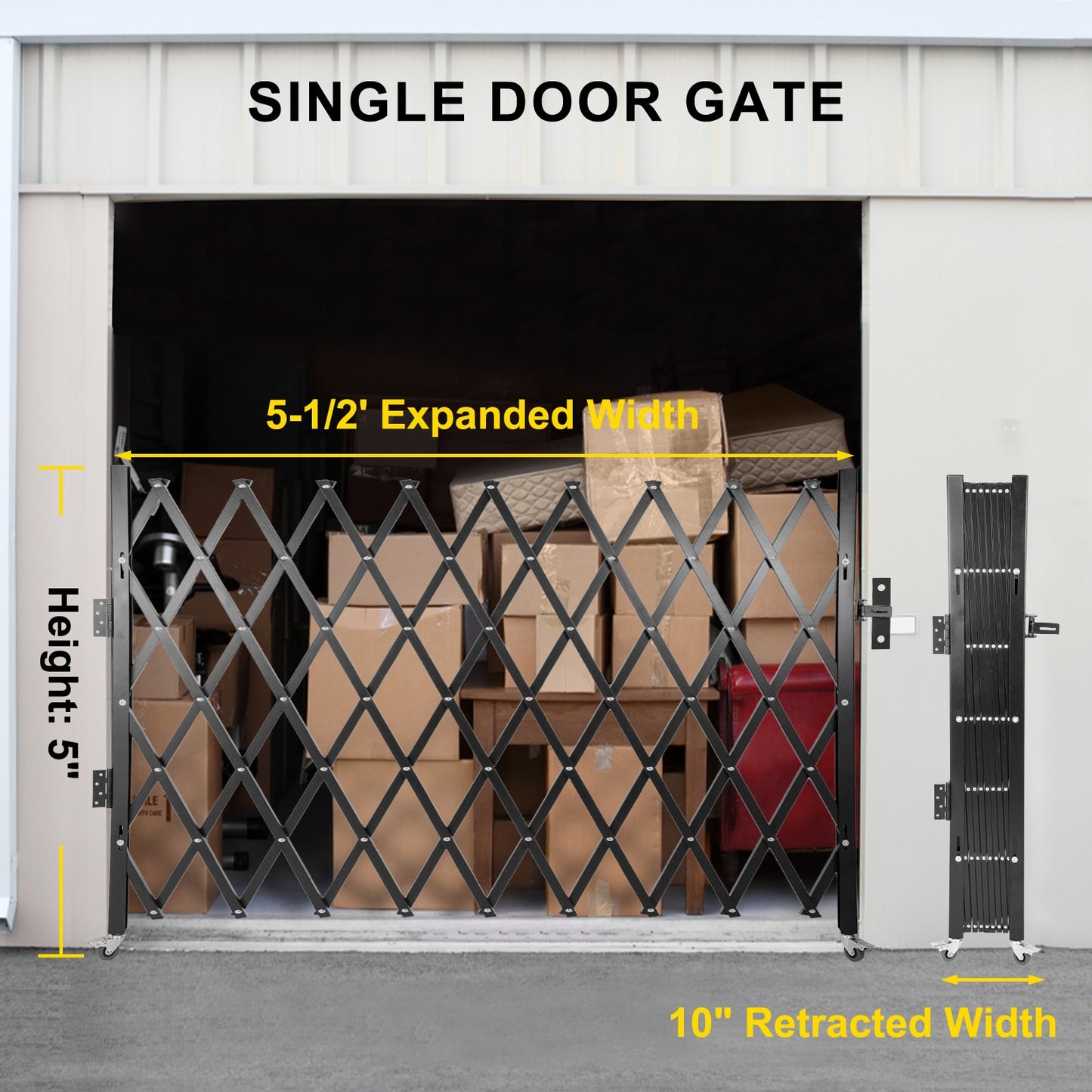 Folding Steel Expanding Accordion Security Gate w/Lock