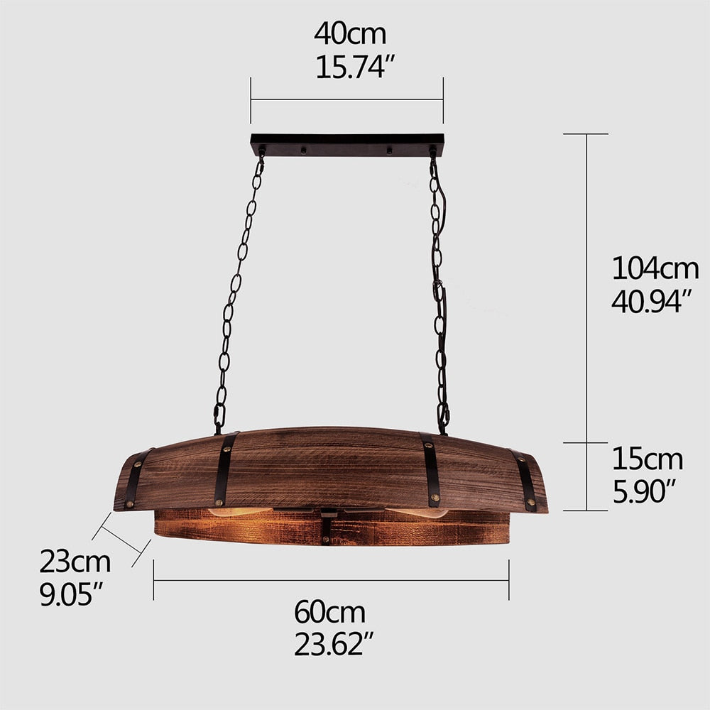 Natural wood Wine barrel Ceiling Lighting Fixture