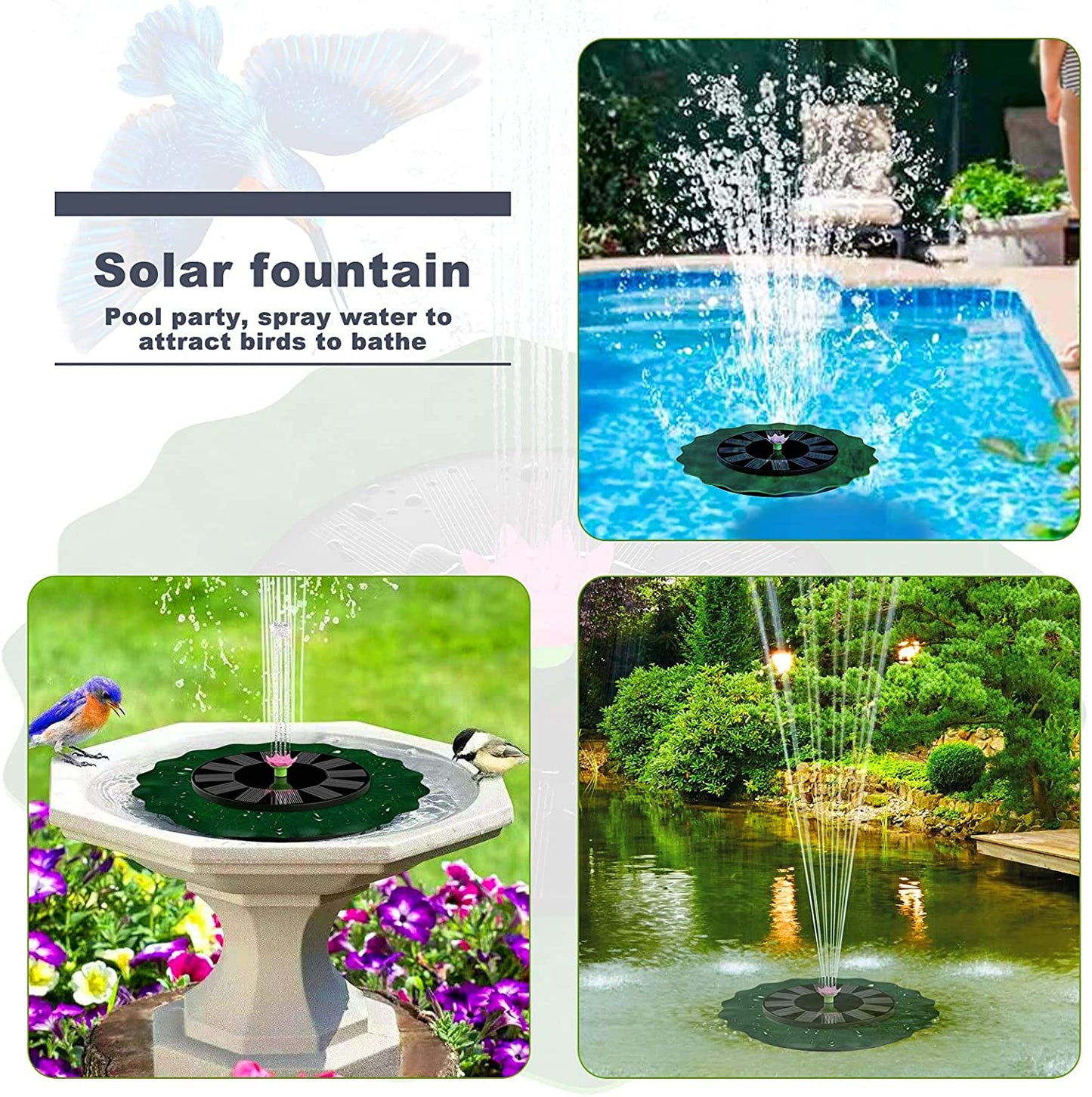 Floating Outdoor Solar Powered Pond/Pool Pump Fountain