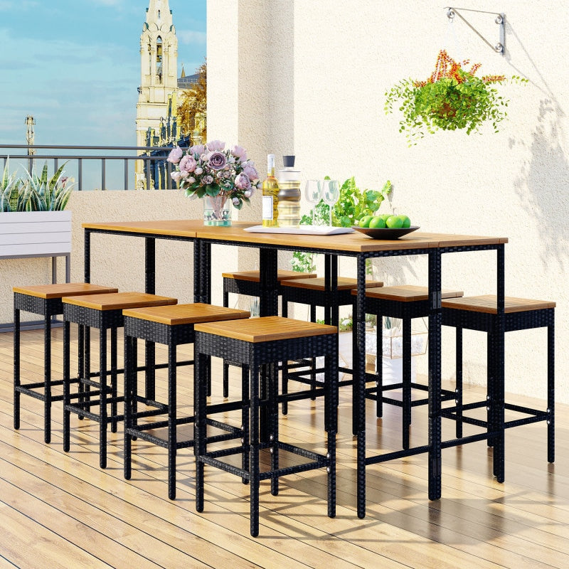 10 pcs Outdoor Dining Patio Bar Set