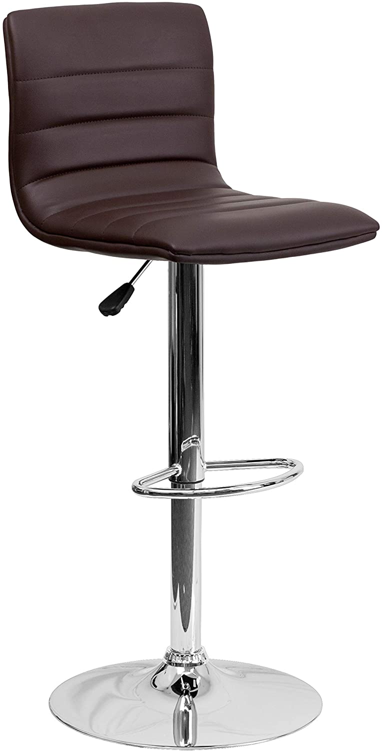 Modern White Vinyl Adjustable Bar Stool w/Swivel