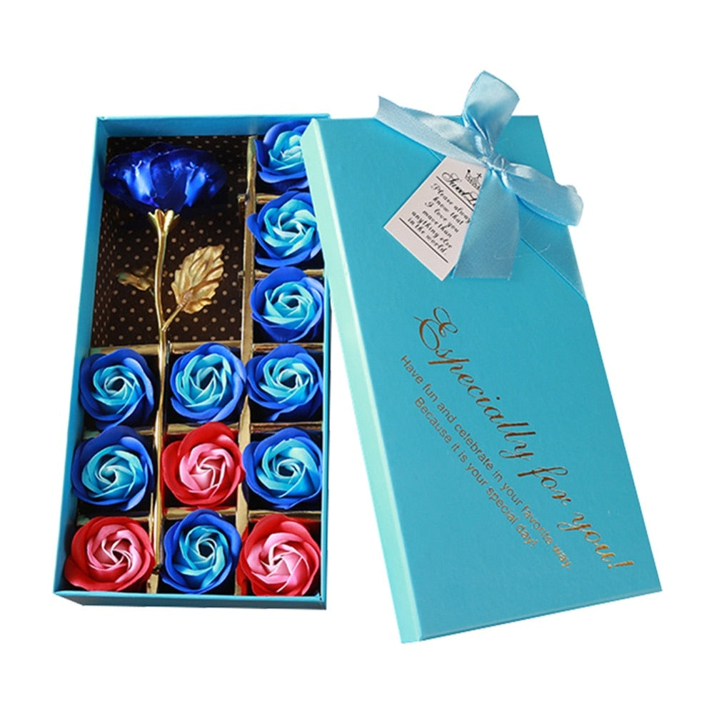 Gold Foil Artificial Rose Soap Gift Box