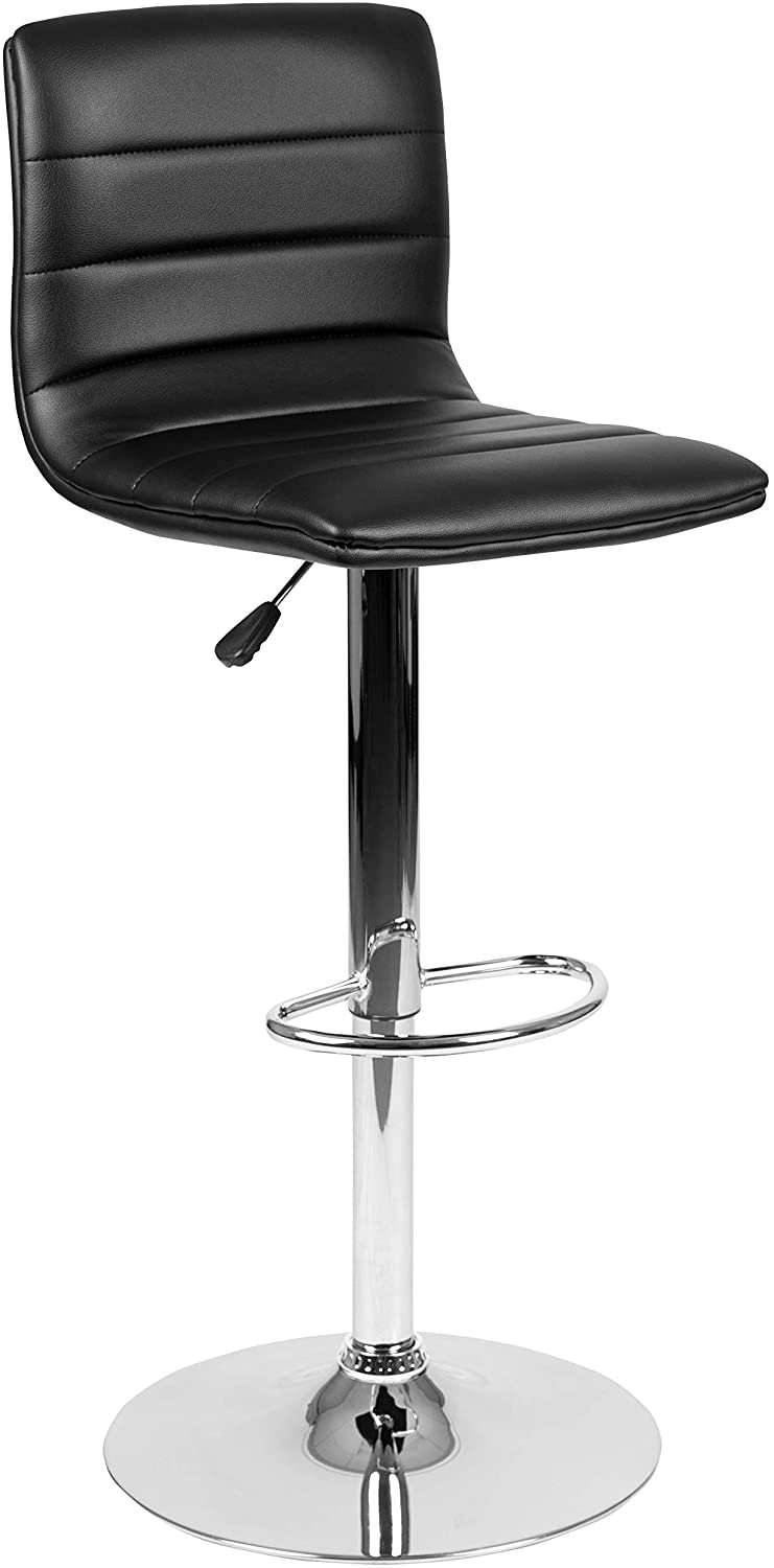 Modern White Vinyl Adjustable Bar Stool w/Swivel