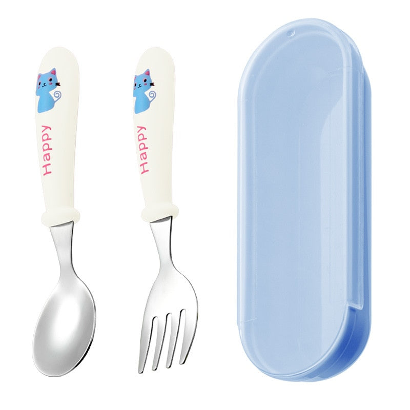 Infant Toddler Tableware Fork and Spoon w/Box