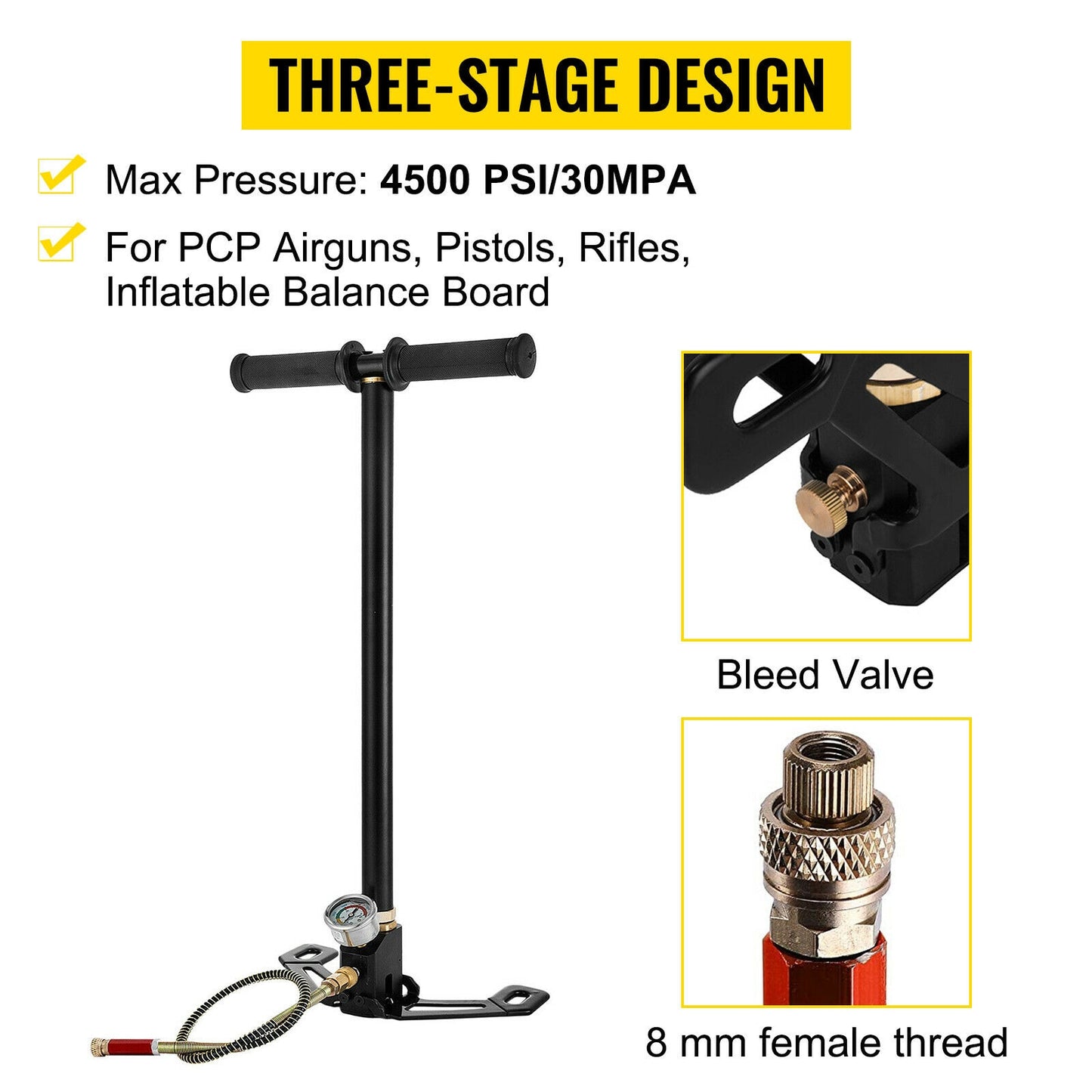 High Pressure Hand  Pump + Pressure Gauge