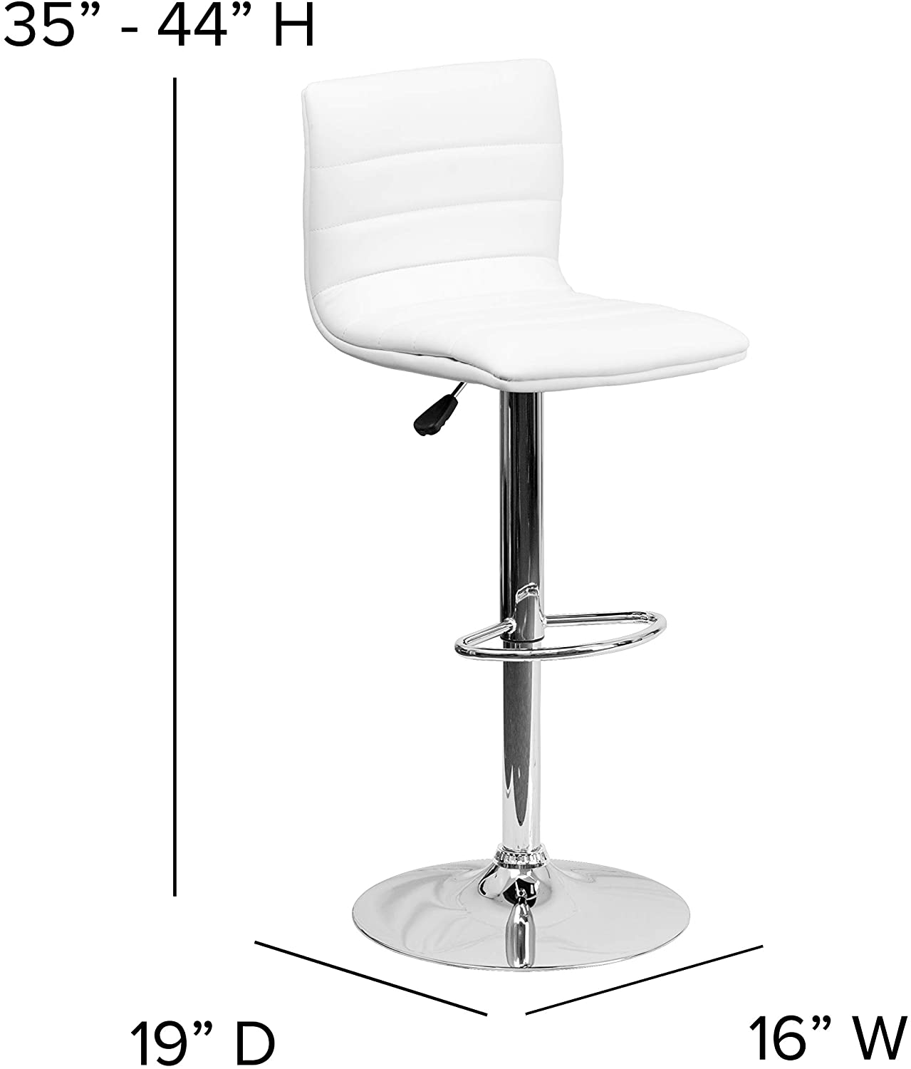 Modern White Vinyl Adjustable Bar Stool w/Swivel