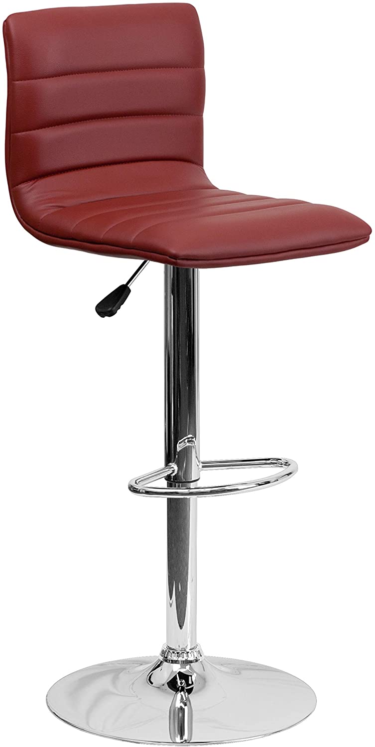 Modern White Vinyl Adjustable Bar Stool w/Swivel