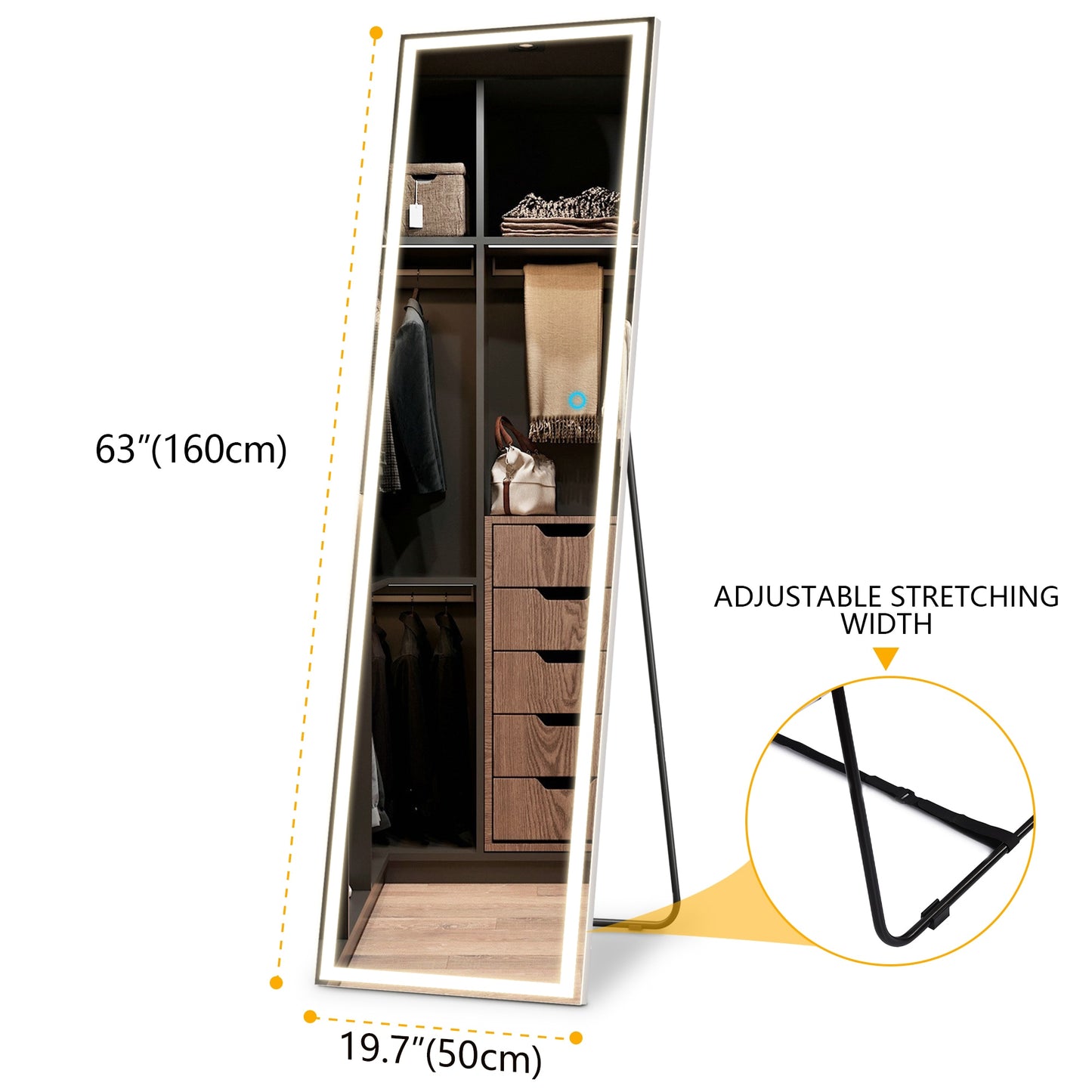 LED mirror single-sided full-length mirror