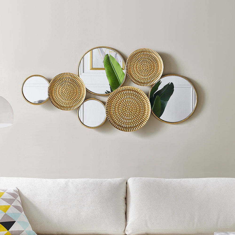 Metal Wall Decor w/Multi Circle Mirror Plates