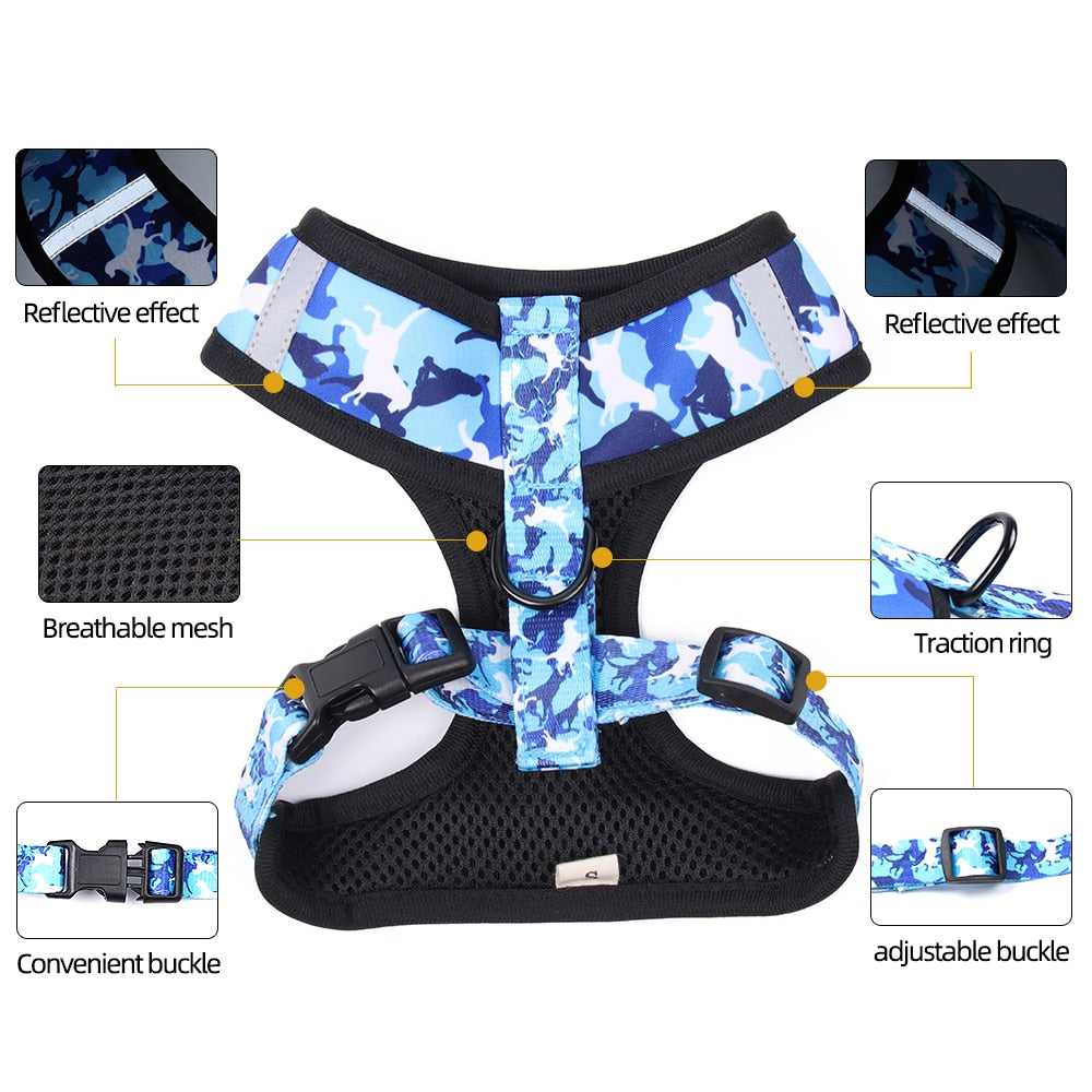 Reflective Dog Pet Harness And Leash Set