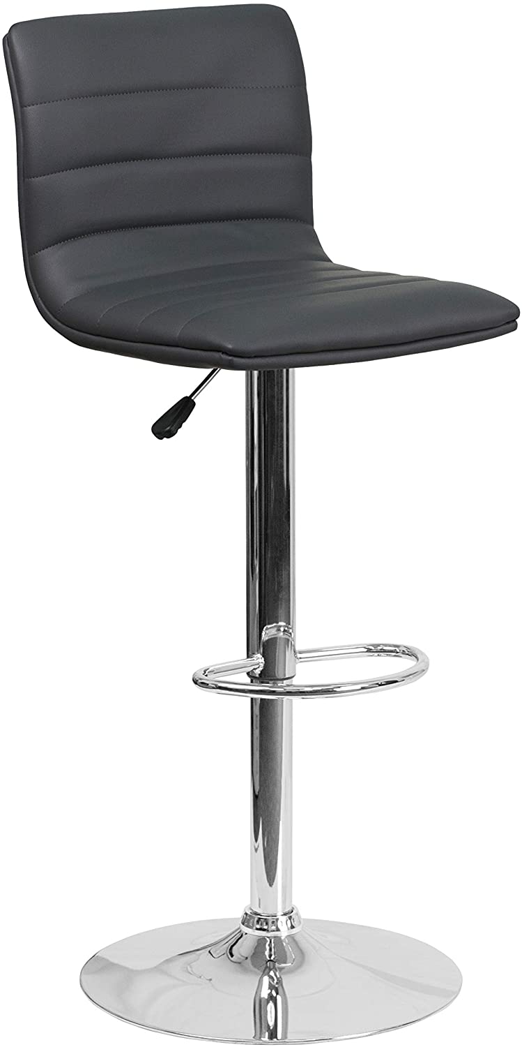 Modern White Vinyl Adjustable Bar Stool w/Swivel