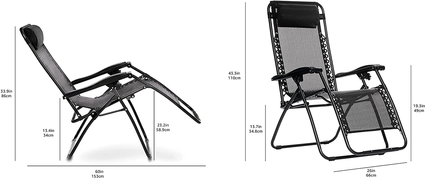 Outdoor Adjustable Folding Reclining Chair with Pillow