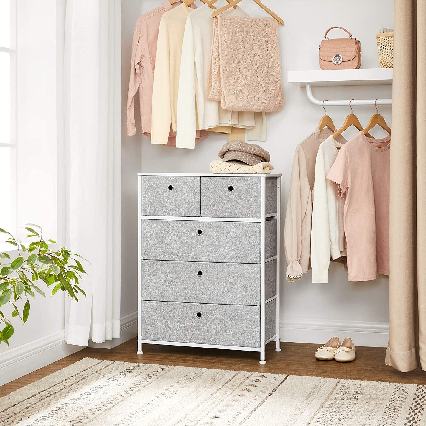 5 Drawer Storage Chest Dresser Gray