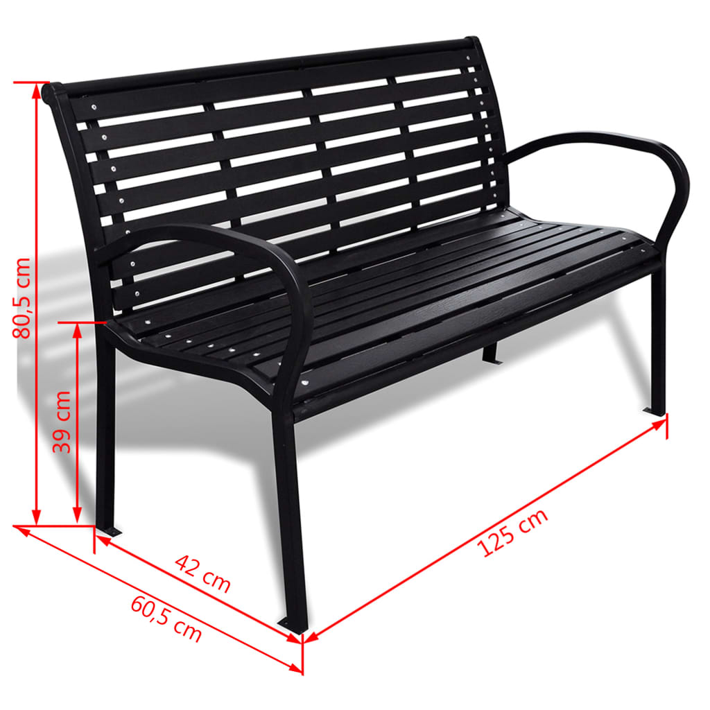 Outdoor Black Steel Bench