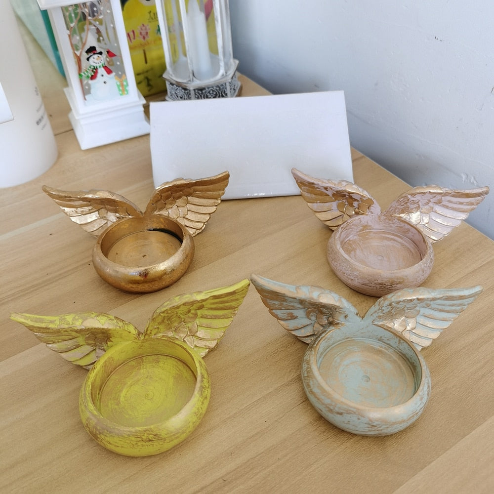 Resin Angel Wings Memorial Candle Holder