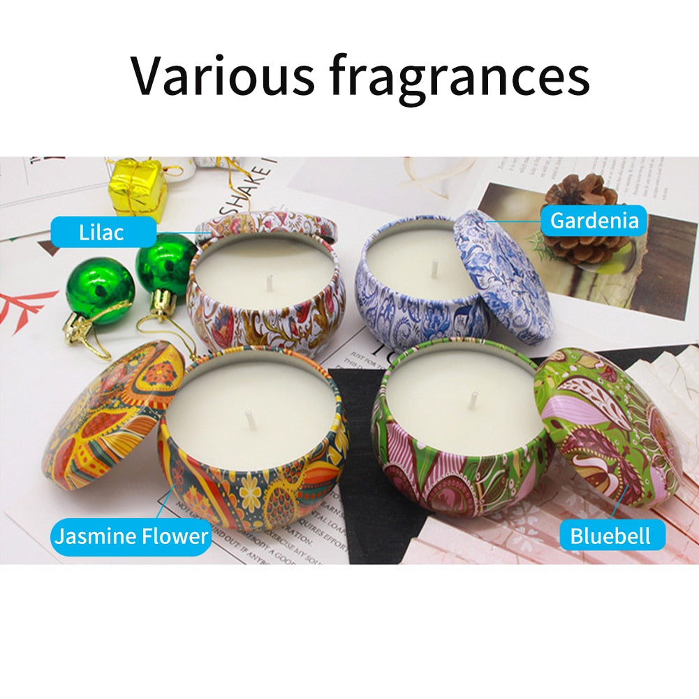 4pcs Essential Oils Tin Can Scented Candles