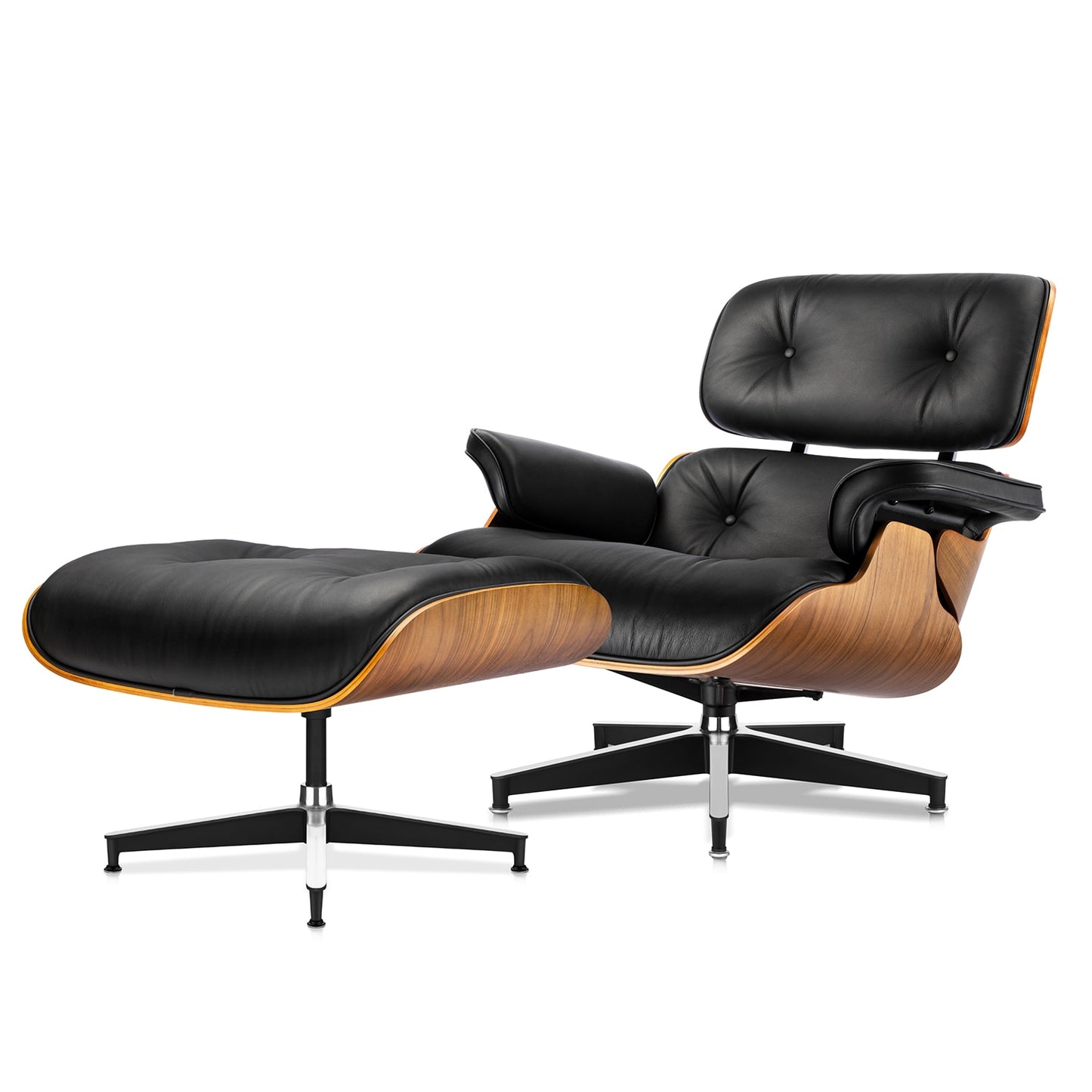 Lounge Swivel Chair with Ottoman Leather Recliner