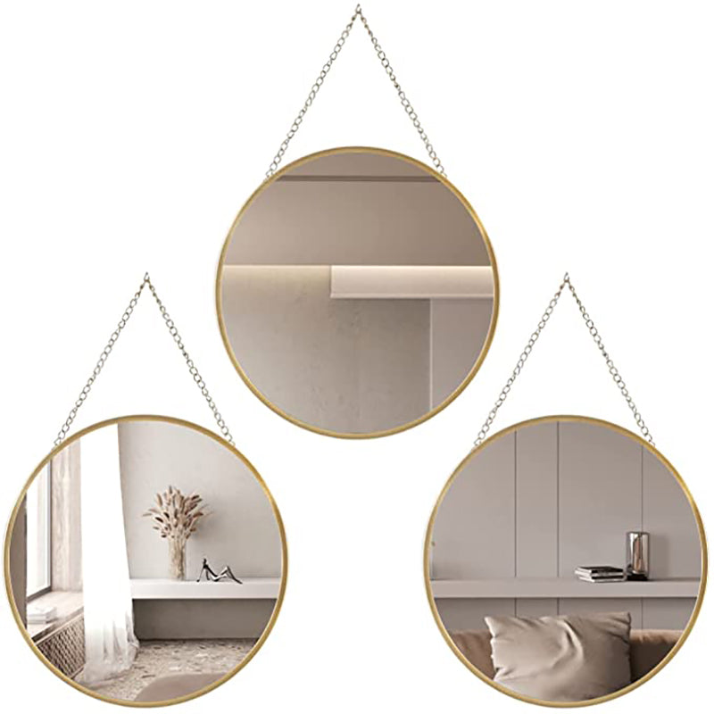 Gold Circle Hanging Wall Mirror Decor