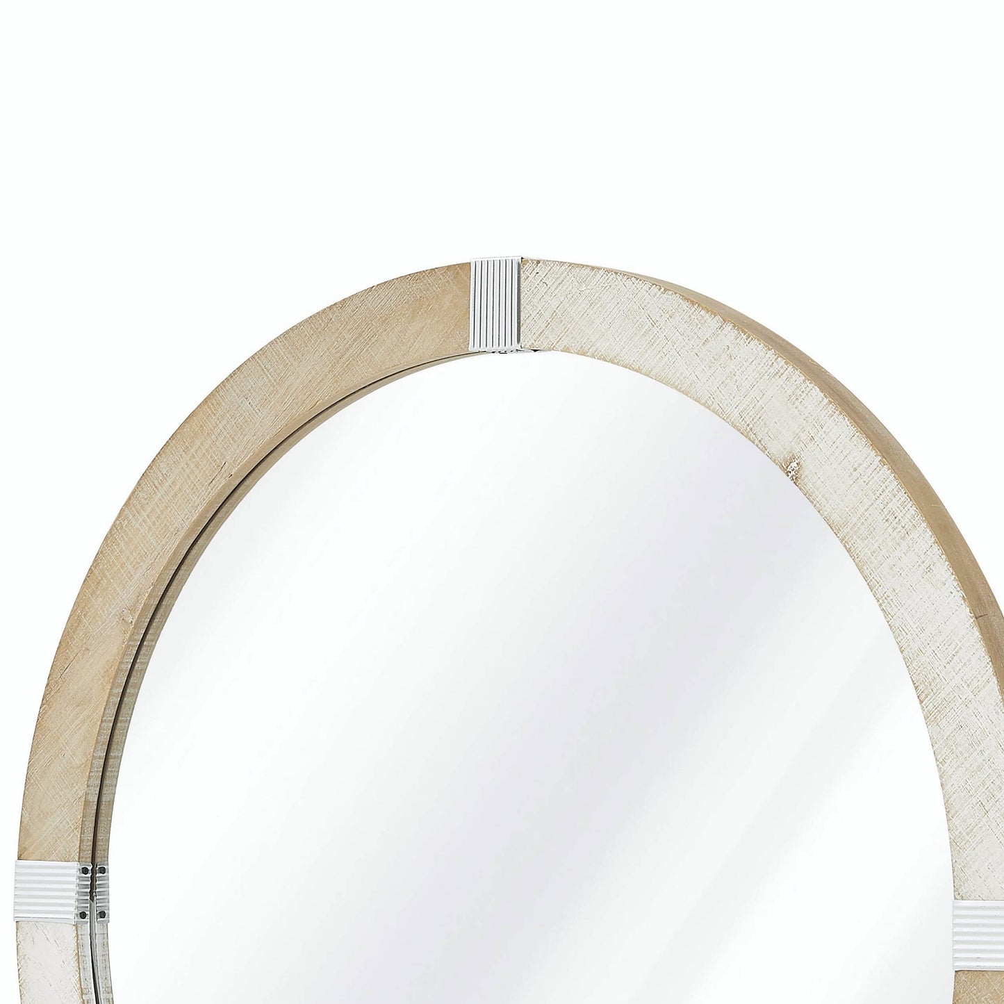 Rustic Wooden Framed Round Wall Mirror