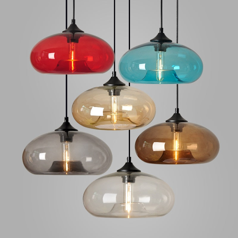 Contemporary hanging 6 Color Glass Lights Fixtures