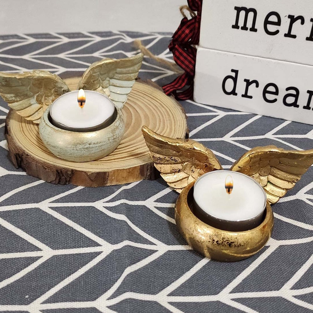 Resin Angel Wings Memorial Candle Holder