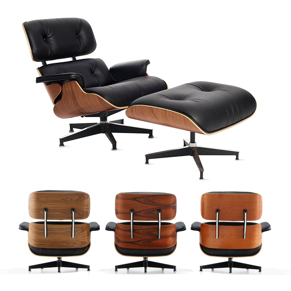 Lounge Swivel Chair with Ottoman Leather Recliner