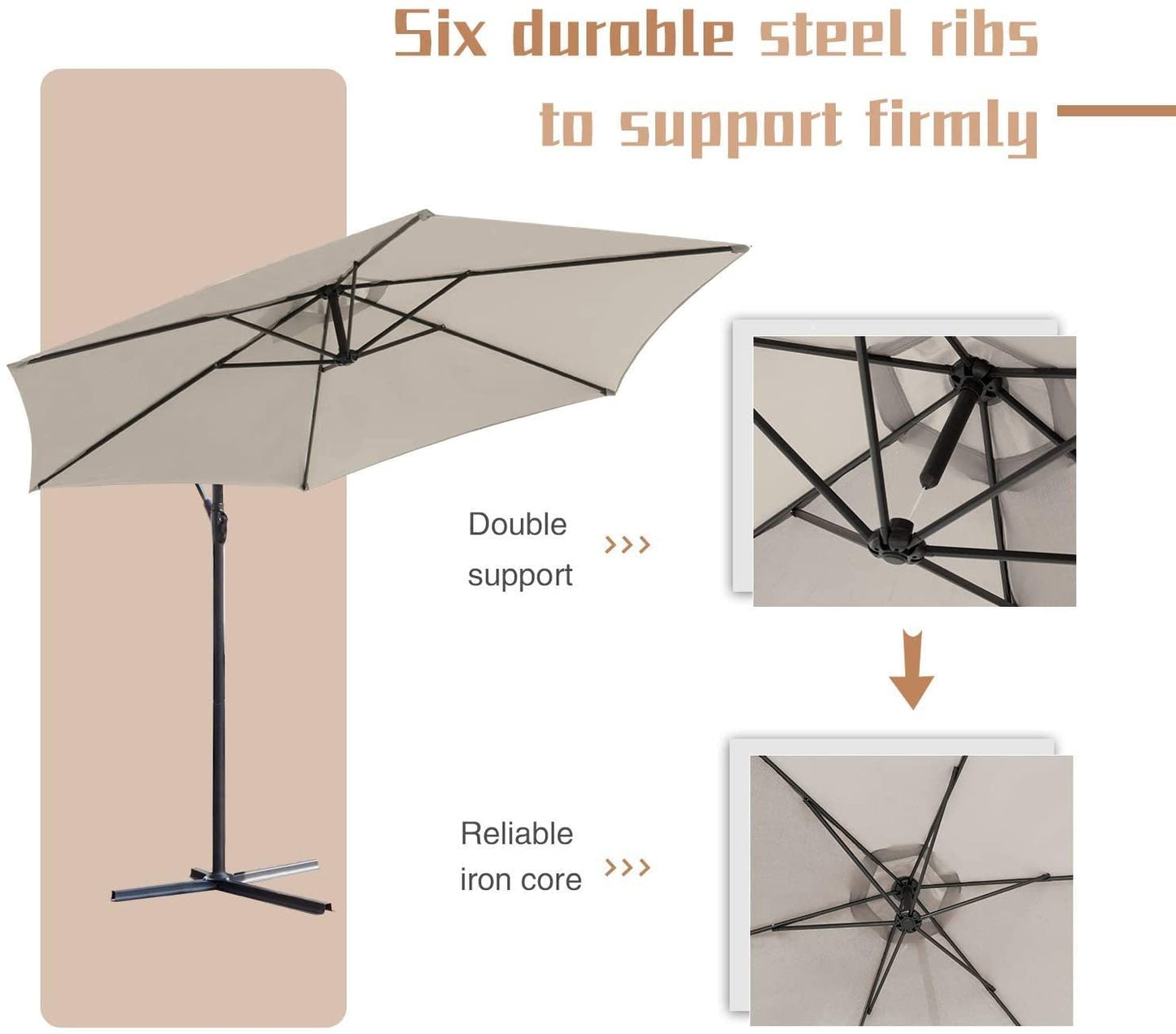 10ft Outdoor Umbrella with Crank and Cross Base