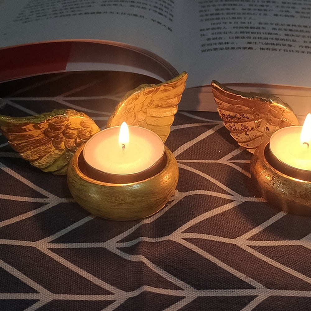 Resin Angel Wings Memorial Candle Holder