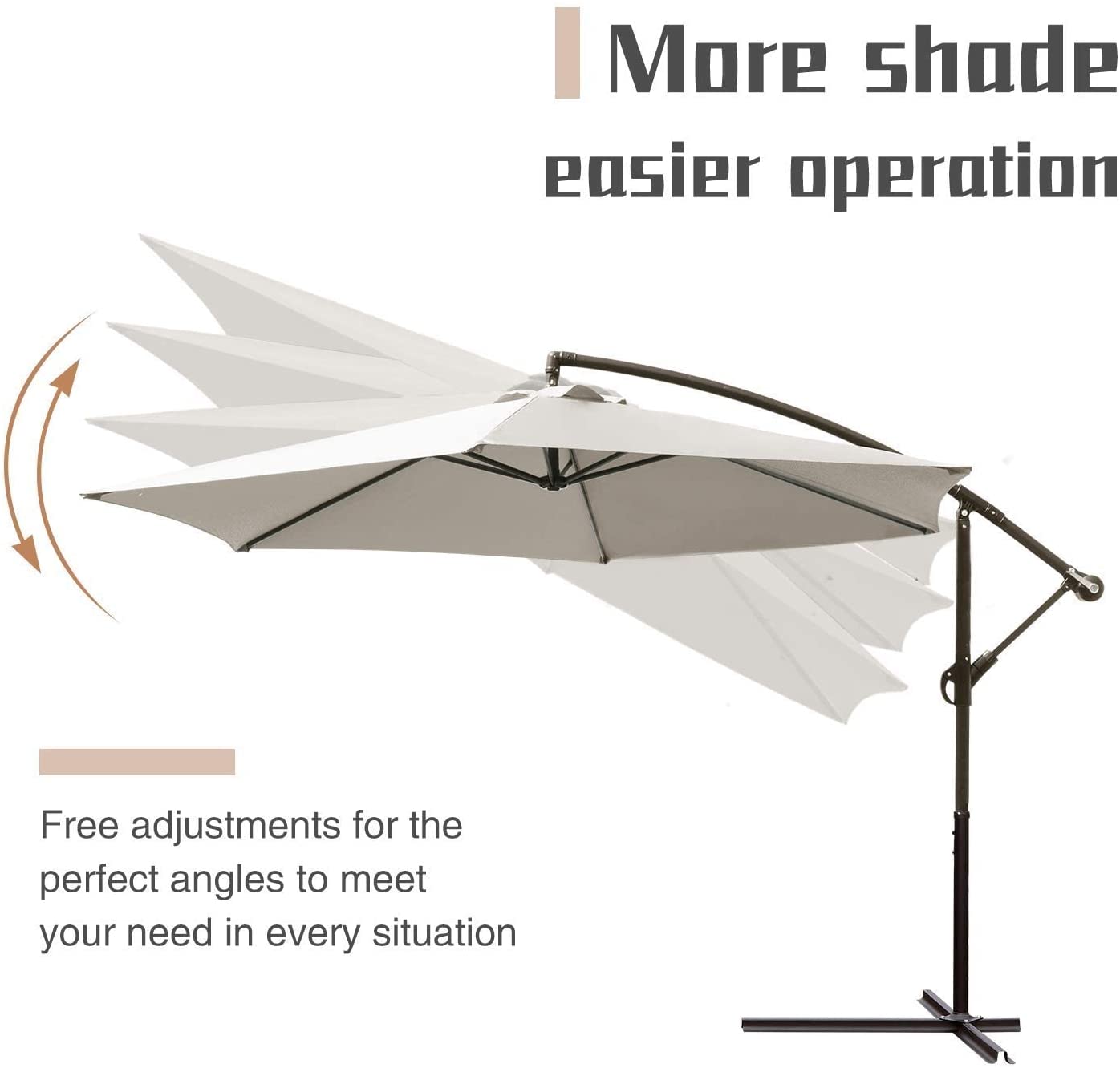 10ft Outdoor Umbrella with Crank and Cross Base