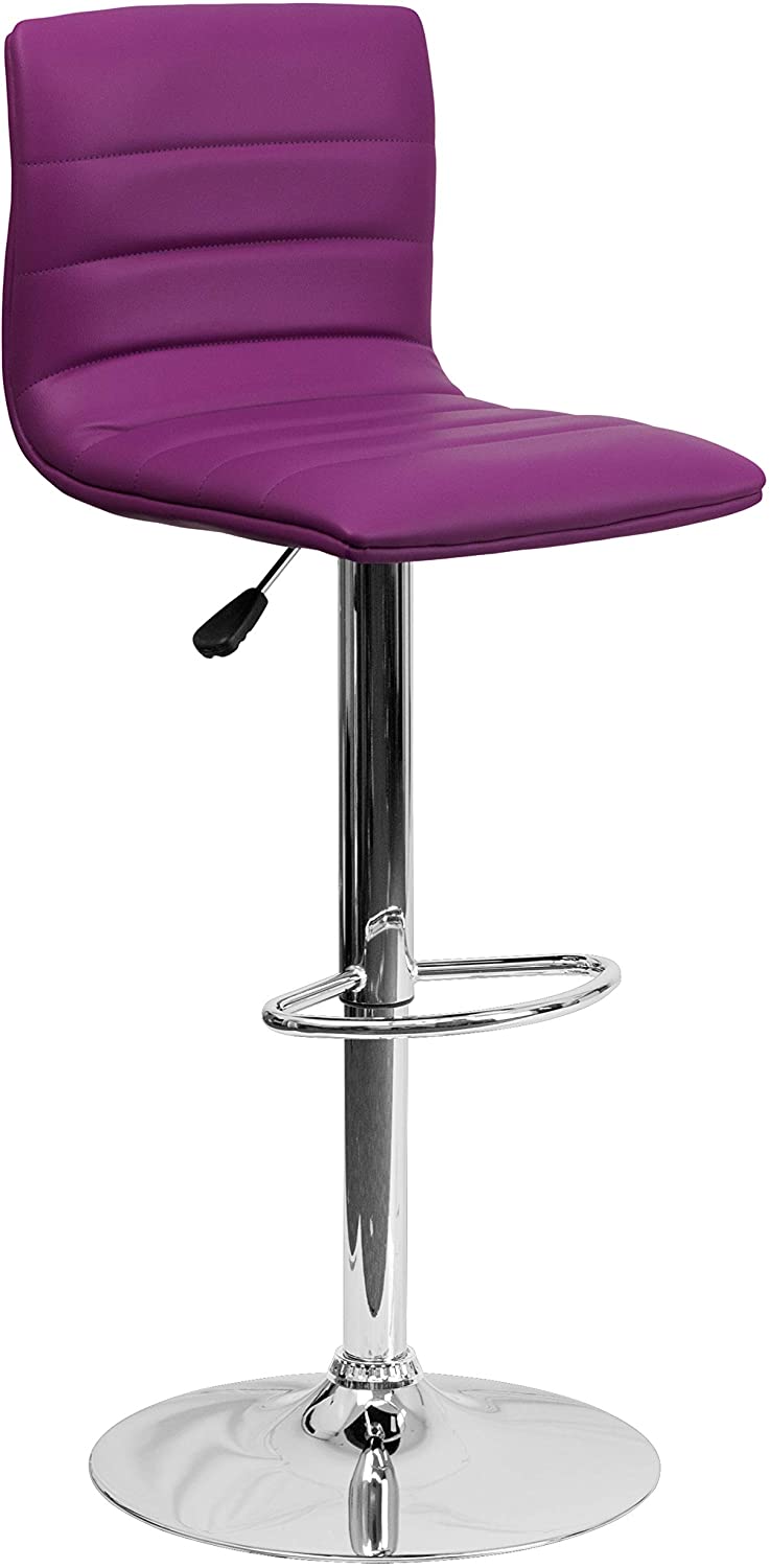 Modern White Vinyl Adjustable Bar Stool w/Swivel