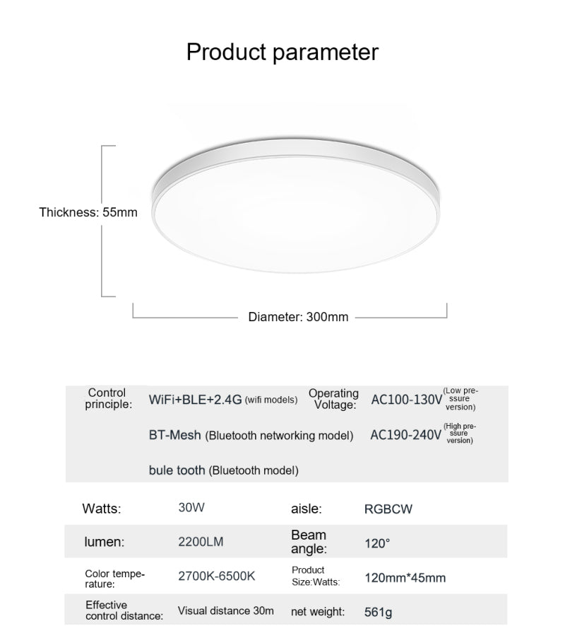 WiFi Smart LED Ceiling Lamp Dimmable Lights